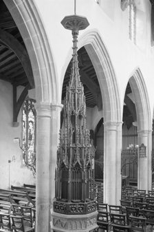 Font cover in St Gregory's Church, Sudbury, Suffolk, c1965-c1969.  Artist: Laurence Goldman