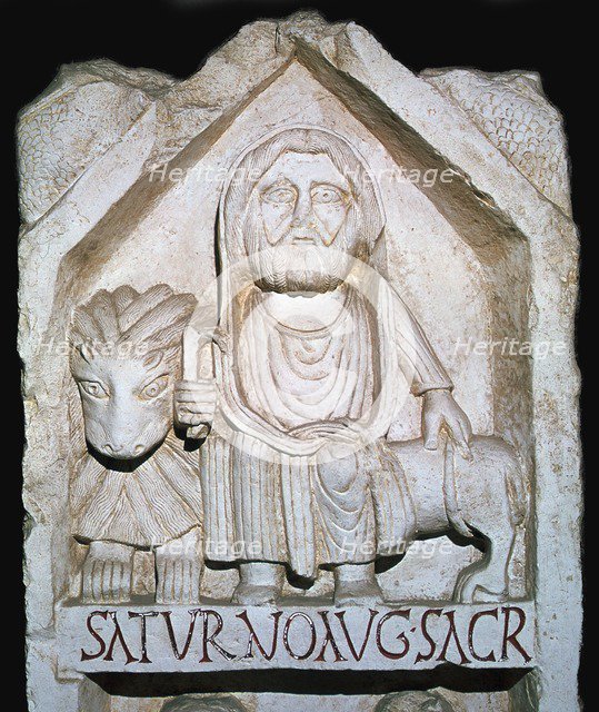 Detail of a Neo-Punic relief showing a priest. Artist: Unknown