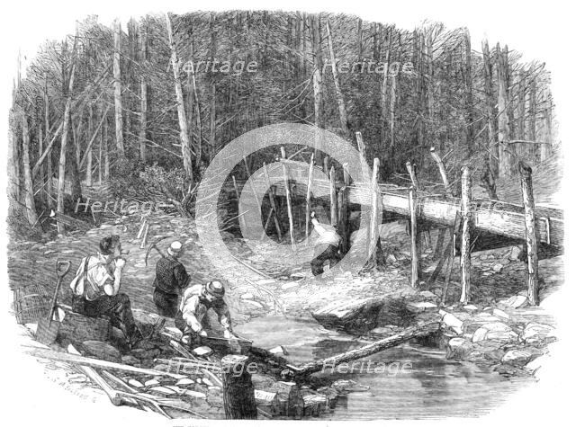 The Chaudière Gold-Fields, Canada: the diggings on a tributary of the Chaudière, 1864. Creator: Mason Jackson.