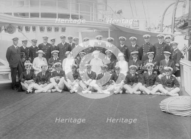King George V and Queen Mary on board 'HMY Victoria and Albert', 1935. Creator: Kirk & Sons of Cowes.