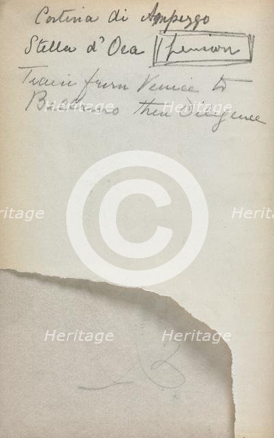 Italian Sketchbook: Notes (page 3), 1898-1899. Creator: Maurice Prendergast (American, 1858-1924).