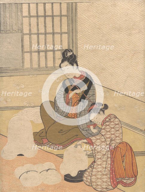 Evening Snow on the Nurioke, from the series Eight Parlor Views, ca. 1766., ca. 1766. Creator: Suzuki Harunobu.