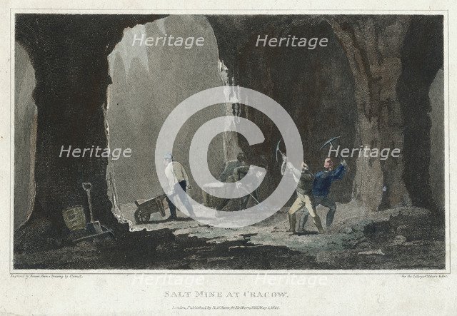 Rock Salt: Miners at work in salt mine near Cracow, Poland, c1820. Artist: Unknown