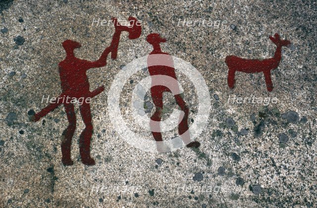 Ambush, Bronze Age rock carving, Tanum, Västra Götaland, Sweden. Artist: Jerker Norlander