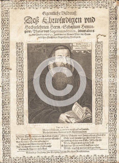 Portrait of Sebastian Hemminger (1577-1628) , 1631.