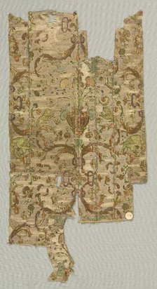 Silk Fragment in the Shape of the Upper Front of a Garment, 18th century. Creator: Unknown.