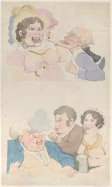A Man Enticed by a Woman; and Smoking a Customer, 1800 (?)., 1800 (?). Creator: Thomas Rowlandson.