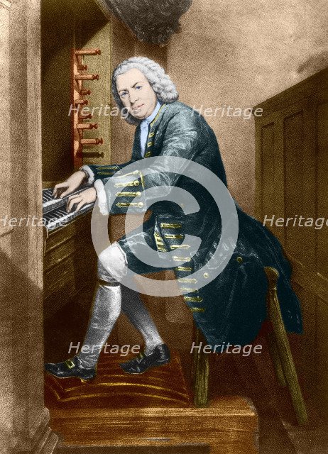 Johann Sebastian Bach at the organ, 1725.