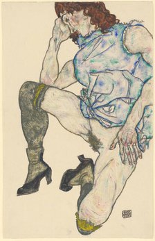 Squatting Girl, 1917. Creator: Schiele, Egon (1890-1918).