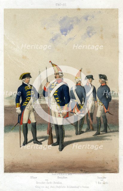 German military uniforms, 1740-1786 ((19th century).Artist: W Korn