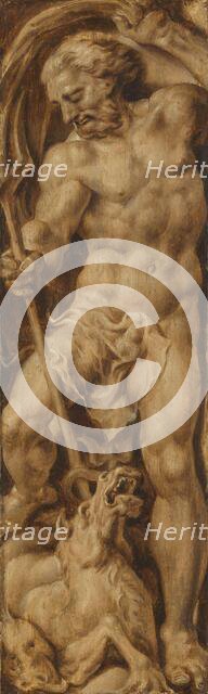 Neptune Stabbing a Sea Horse, c.1550-c.1560. Creator: Maerten van Heemskerck.