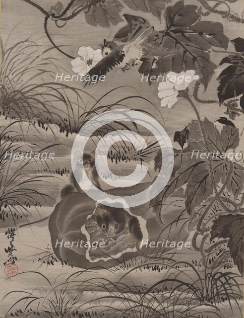 Mice in a Melon, ca. 1887. Creator: Kawanabe Kyosai.