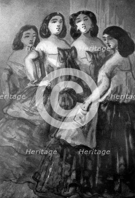 'Four Girls', 19th century, (1930).Artist: Constantin Guys