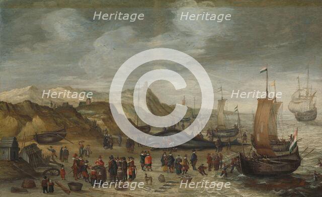 A Sperm Whale Washed up on the Beach at Noordwijk, 28 December 1614, 1614-1626. Creator: Hans Saveryy.