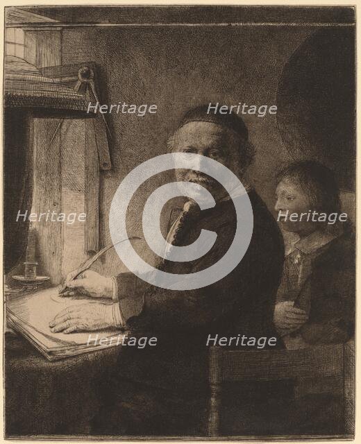 Lieven Willemsz van Coppenol: the Smaller Plate, c. 1658. Creator: Rembrandt Harmensz van Rijn.