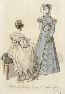 Fashion Plate (Fashionable Walking & Evening Dresses for July), 1822. Creator: Unknown.