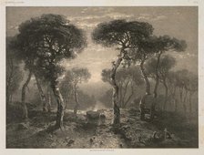Oeuvres de A. Calame, No. 13: Forêt de Sierre en Valais, 1843 (published 1851). Creator: Jacomme & Cie. R. de Lancry, 12, Paris; Alexandre Calame (Swiss, 1810-1864); F. Delarue, r. J.J. Rouseau, 10, Paris.