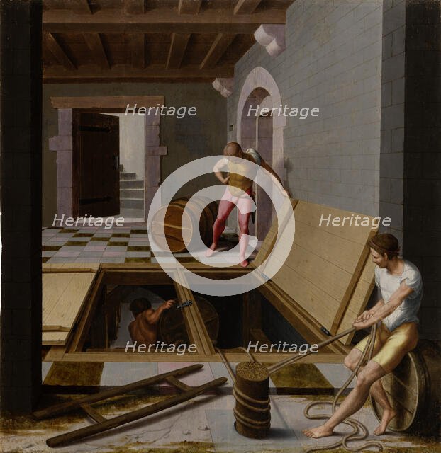 Scene in a Wine Cellar, 1537. Creator: Pseudo-Féeix Chretien.