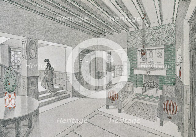 Design for a living-hall by Valentin Mink, 1906. Creator: German School (20th Century).