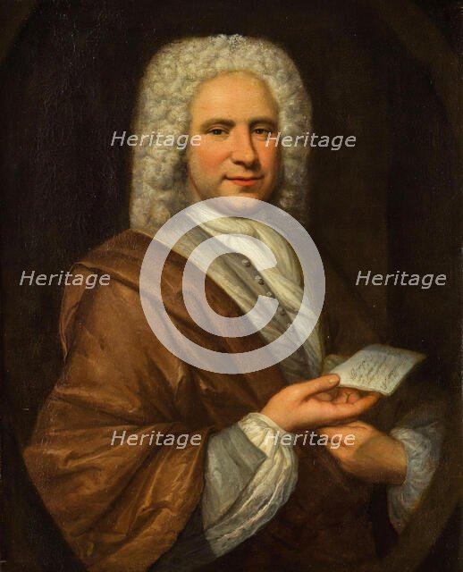 Portrait of the composer and flautist Michel de la Barre (1675-1745), First third of 18th cen. Creator: Rigaud, Hyacinthe François Honoré, Circle of  .