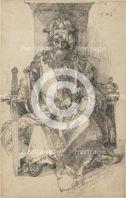 An Oriental Ruler Seated on His Throne, 1523. Creator: Albrecht Durer.