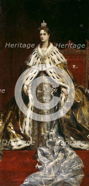 Portrait of Empress Alexandra Fyodorovna of Russia (1872-1918), the wife of Tsar Nicholas II, 1890s. Creator: Makovsky, Konstantin Yegorovich (1839-1915).