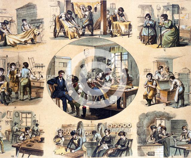 'Leather and its uses for purses, boots, gloves, saddles, luggage, etc.', 1871.  Creator: Unknown.