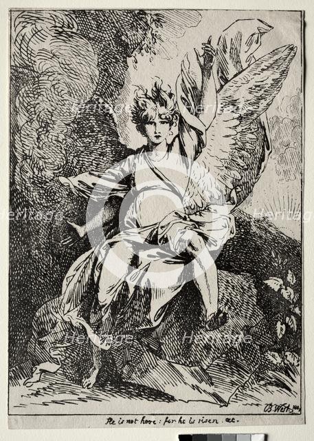 Specimens of Polyautography: The Angel at the Tomb of Christ, 1801. Creator: Benjamin West (American, 1738-1820).