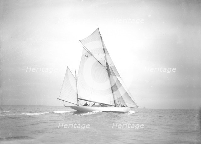 The yawl 'Celia' under way, 1911. Creator: Kirk & Sons of Cowes.