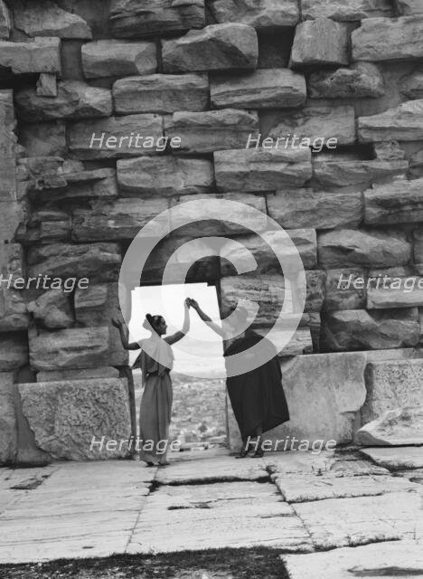 Kanellos dance group at ancient sites in Greece, 1929 Creator: Arnold Genthe.
