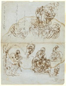 Unfinished Letter with Studies for the Ugolino Group, 1858. Creator: Jean-Baptiste Carpeaux.