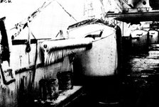 The Chinese Question: upper deck gun of H.M.S. "Aeolus"...off Wei-Hai-Wei...winter of 1895, (1898). Creator: James Fuller.