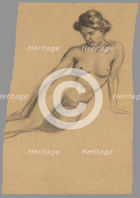 Study of a female nude, 1910-1920. Creator: Emil Alexay-Olexák.