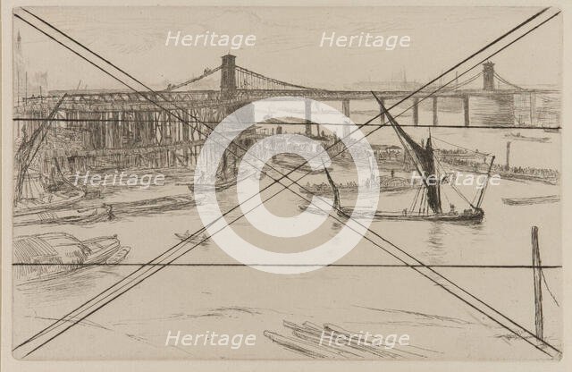 Old Hungerford Bridge, 1861. Creator: James Abbott McNeill Whistler.