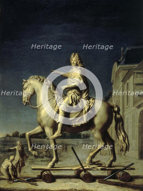 Transport sur la place Louis-le-Grand (actuelle place Vendôme) de la statue de Louis XIV...1699. Creator: Rene-Antoine Houasse.