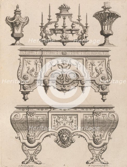 Plate from Ornament Designs Invented by J. Berain (page 71), late 17th-early 18th century. Creator: Jean Berain.