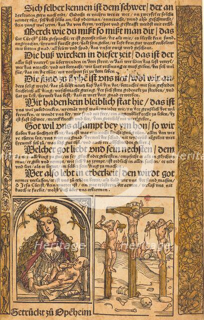 Broadside with Two Scenes from the Life of Christ, and Grotesque Borders, c. 1475/1500. Creator: Unknown.