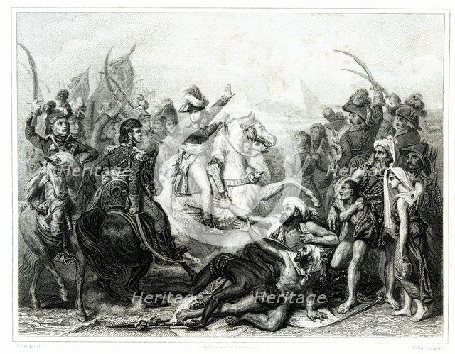 Battle of the Pyramids in the Egyptian campaign in July 1798. The French army under Napoleon Bona…