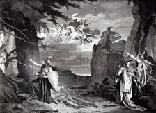 Das Rheingold by Richard Wagner. The Valkyrie's rock. Illustration to the premiere, 1869, 1869.