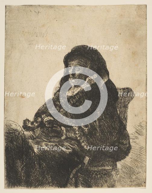 The Artist's Mother Seated at a Table, Looking Left: Three Quarter Length, after 1631. Creator: Unknown.