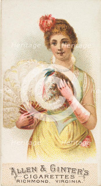 Plate 9, from the Fans of the Period series (N7) for Allen & Ginter Cigarettes Brands, 1889. Creator: Allen & Ginter.