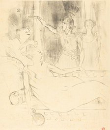 Mme. Simon-Girard, Brasseur, and Guy in "La belle Helene" (Mme. Simon-Girard, Brasseur..., 1895. Creator: Henri de Toulouse-Lautrec.