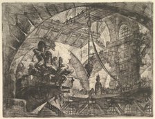 Prisoners on a Projecting Platform, from Carceri d'invenzione (Imaginary Prisons), ca. 1749-50. Creator: Giovanni Battista Piranesi.