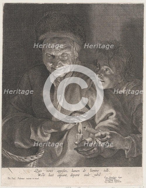 Old woman and a boy with candles, ca. 1620-30., ca. 1620-30. Creator: Possibly by Paulus Pontius.