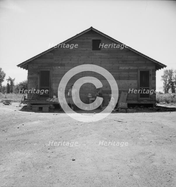 Home of family living in Sumac Park, shacktown community outside of Yakima, Washington, 1939. Creator: Dorothea Lange.