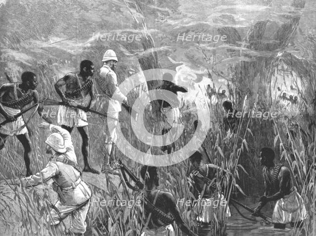 'The Graphic' Stanley Number; The Vanguard of the Expedition attacked by the Forest Dwarfs with Pois Creator: Unknown.