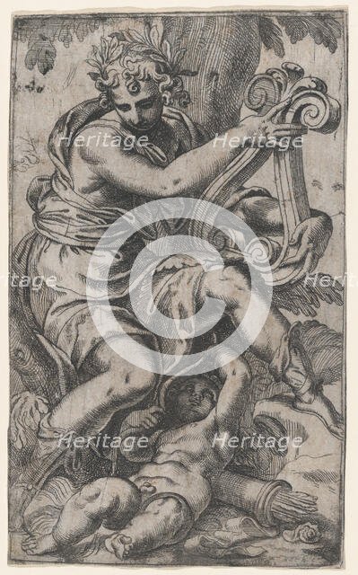 Cupid and Apollo with a lyre, ca. 1568., ca. 1568. Creator: Paolo Farinati.
