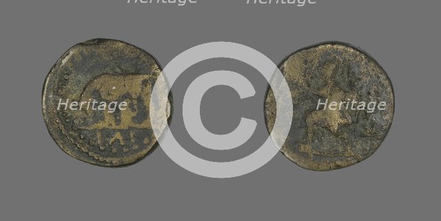 Coin Depicting a She-Wolf Nursing Romulus and Remus, 117-192. Creator: Unknown.