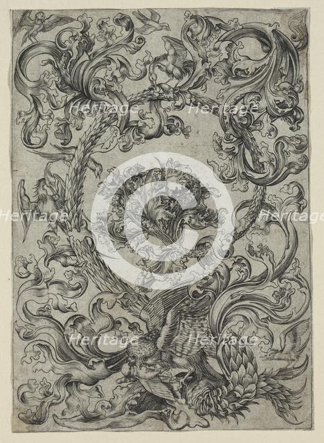 Ornamental Foliage, with an Owl and other Birds, 1400s. Creator: Unknown.