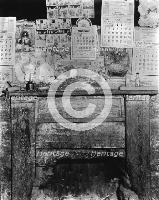 Fireplace in Frank Tengle's home, Hale County, Alabama, 1936. Creator: Walker Evans.